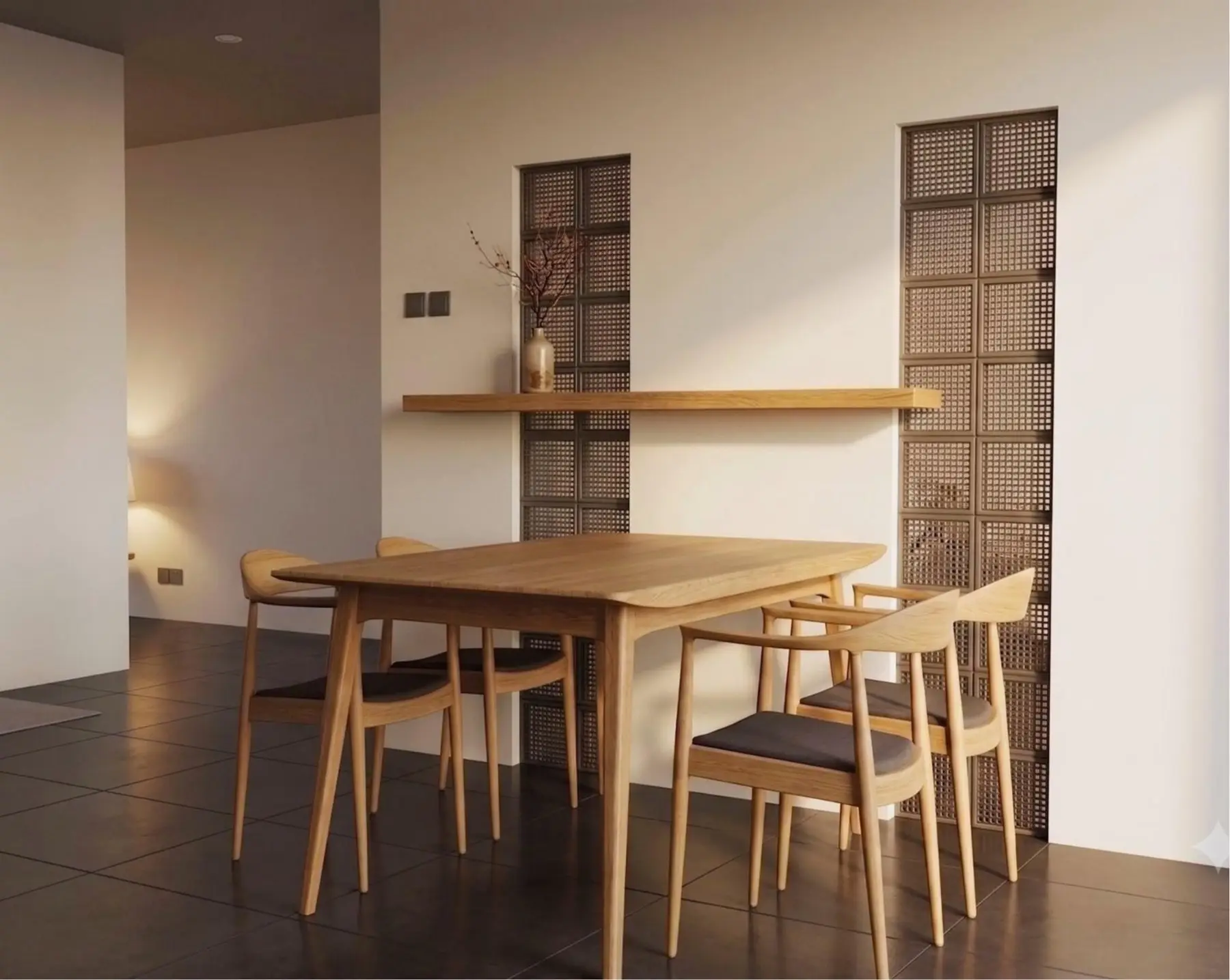 Desain interior ruang makan oleh RHI Architect