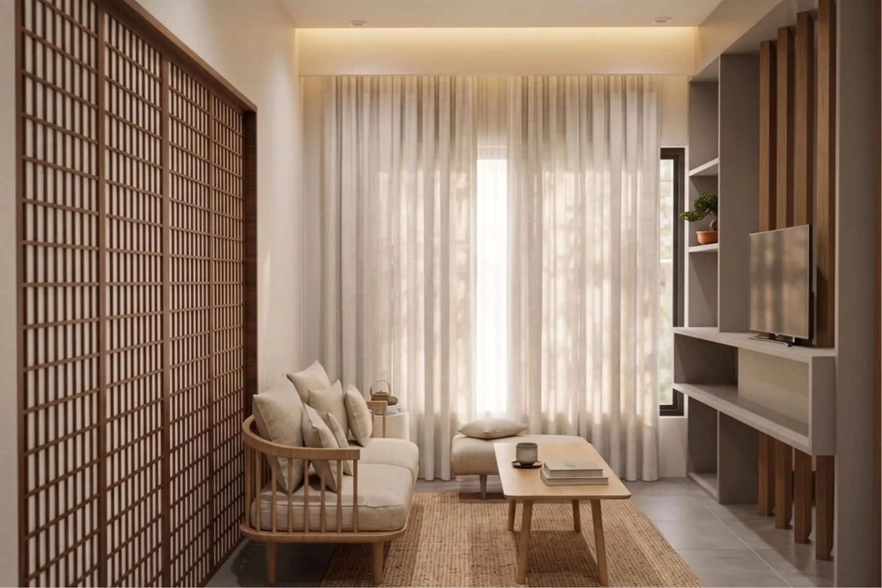 Desain interior ruang keluarga oleh RHI Architect